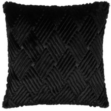 Paoletti Sonnet Faux Fur Cut NEW Filled Cushion - Jet Black - 45cm x 45cm
