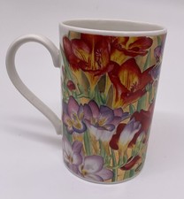 Dunoon - Scotland - Mug Cup - Red Purple Flowers With Gold Detail - Perfect