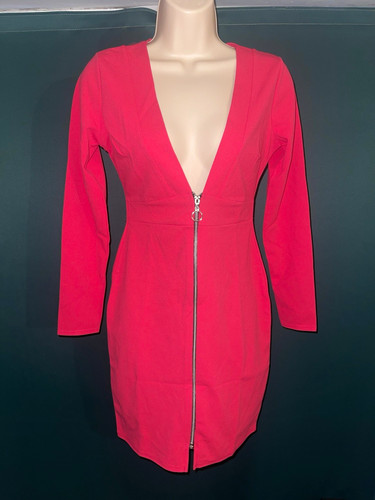 Boohoo pink neck long - long, sleeve