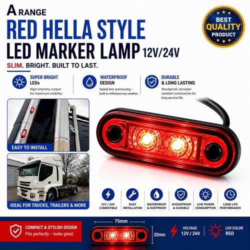 Red hella style led - red,