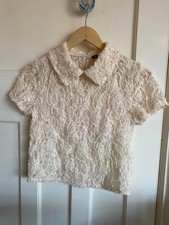 Zara Cream Textured Lace Top