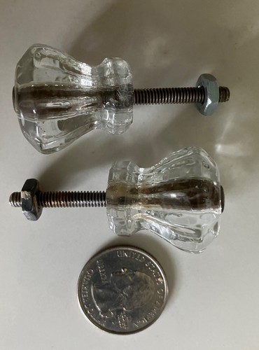Vintage pair glass knobs - pair,