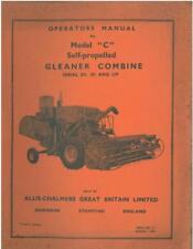Allis Chalmers Gleaner Combine Model C Operators Manual