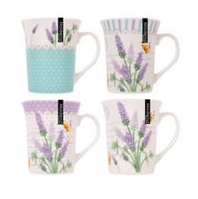 4 Lavender Mugs Bone China