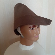 Brown pointed medieval archer hat Robin Hood peasant fancy dress costume new