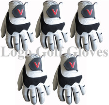 5 100% Premium Cabretta Leather Golf Gloves 4 Gents Red V Logo small medium lge