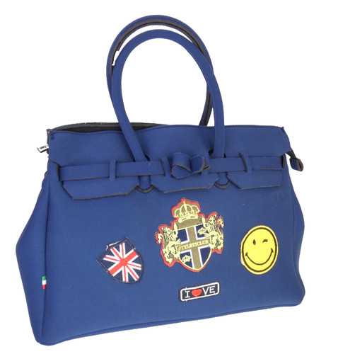 Blue neoprene top handle - top, tote
