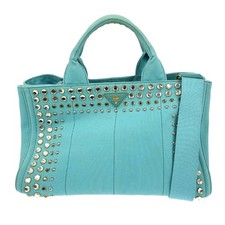 Prada Blue Canvas Canapa Tote