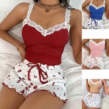 Ladies Lace Trim Ribbed Cami