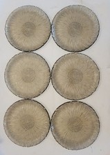 Arcoroc Sunflower Smoked Glass Set Of 6 Vintage Desert Fruit  Plates 