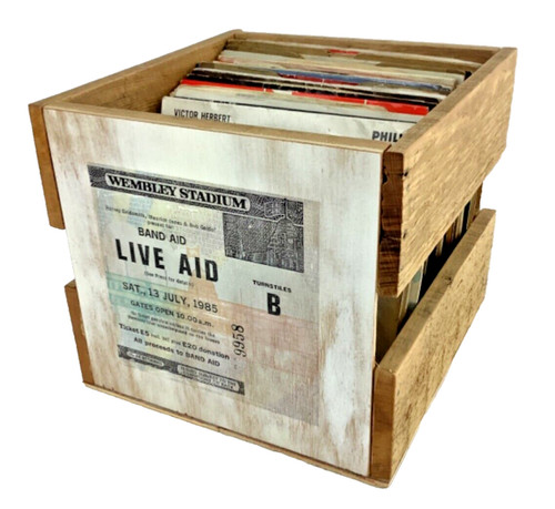 Wooden record box - wooden, with