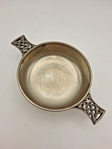Vintage celtic pewter quaich - celtic,