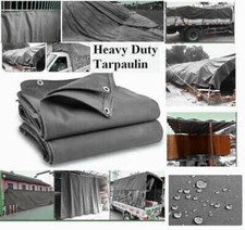 Grey CANVAS Extra Heavy Duty 550GSM Waterproof Tarpaulin Tarp Ground Sheet Cover
