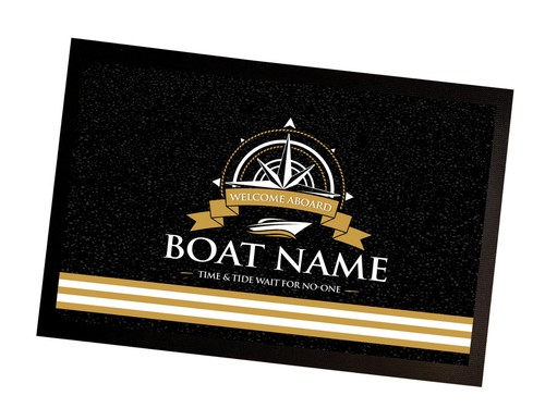 Personalised boat mat black - boat,