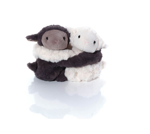 Black and white sheep hugging - white,