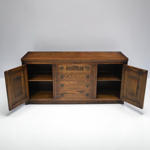Oak sideboard carved cupboards - carved,