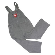 DICKIES Mens Blue & White Striped Cotton Classic Dungarees XL W42 L30 Workwear