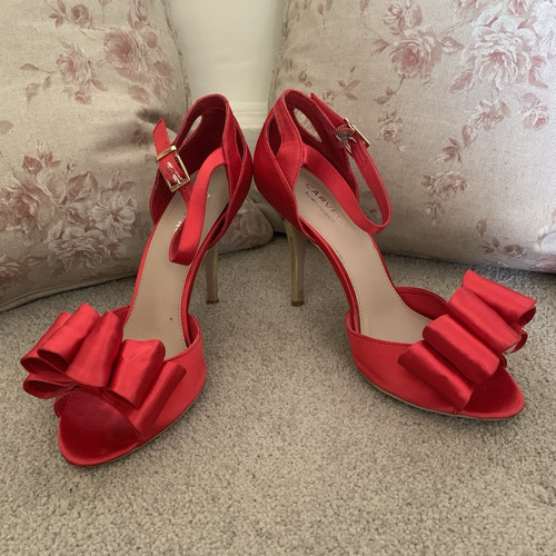 Carvela bright red satin open - bright,