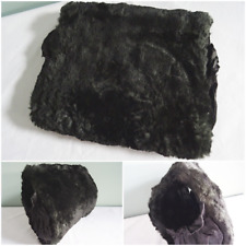 Vintage 1930s Muff Hand Warmer Ladies Black Fur Satin Lined 30s