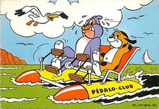 B75159 pedalo club dog chien bird oisseaux boat comics