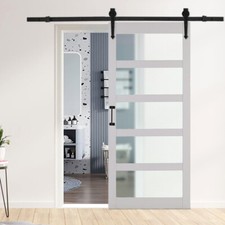 Wood Barn Door Sliding Door Privacy Hardware Kit 7FT Door / Track Kit Use