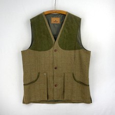 Laksen Tweed Waistcoat Mens XL Green Wool Check Sporting Shooting Vest Gilet