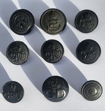 9 x Vintage Black Buttons 