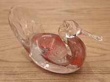 VINTAGE CLEAR GLASS RED DUCK