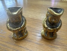 Pair of Minature Vintage Brass Toby Jugs