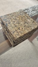 Set Of 6 Authentic Marbled Brown Beige Sqaure Granite Drinks Coasters, Non-Slip