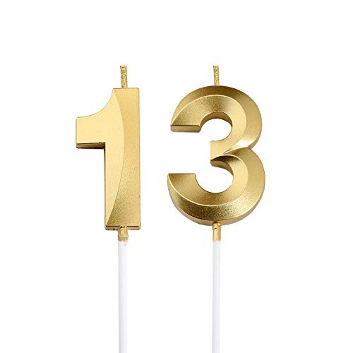 Gold birthday candles 13th - gold,