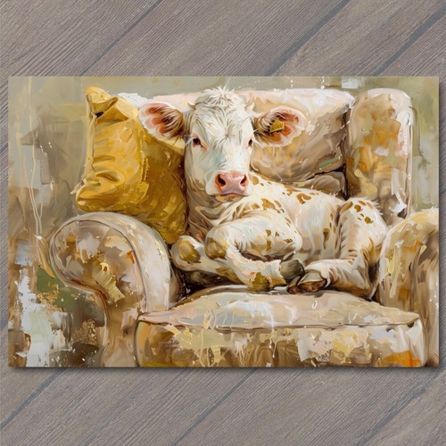 Art print cow couch sofa - print,