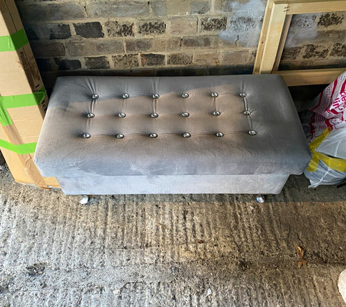 Grey velvet upholstered - upholstered, tufted