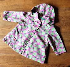 Sanrio Hello Kitty Pink Green Apple Retro Hooded Raincoat Girl 2-3 Years / 98cm