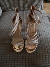 Women's UK 7 Gold Sparkly Heeled Sandal