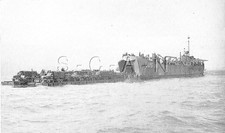 WWII Org 1940s Photo Finish PC- Camp Bradford Little Creek VA- LST- Truck- Beach