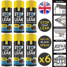 6x 151 Stop That Leak Repair Spray Piping Guttering Roof Sealer Black 400ml