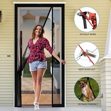 Magnetic Fly Screen for Doors Side Opening Fiberglass Door Curtains Net Screen