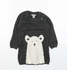 Primark Girls Grey Acrylic Blend Jumper Dress Size 2 Years Polar