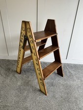 Vintage Style Pine Step Ladders Folding Kitchen Steps