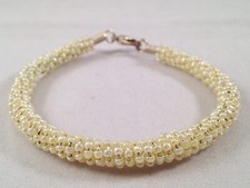 Unusual Handmade Light Yellow Seed Beads Gizmo Bracelet