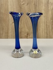 Vintage Aseda Glasbruk Swedish Art Glass Cobalt Blue Jack in the Pulpit Vases