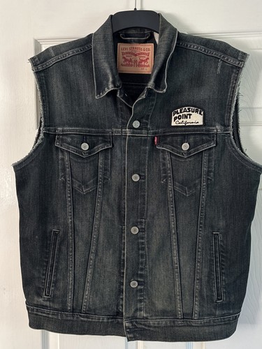 Levi black denim vest - black,