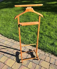 Vintage Brevetatto Italian Valet Butler Wooden Stand Castor Wheels