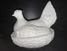 Vintage White Ceramic Chicken