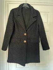 Boohoo Black Boucle Coat