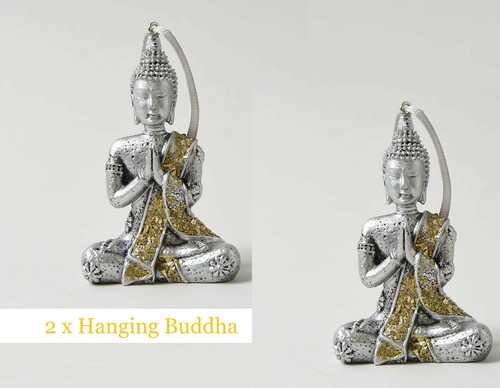 Hanging silver buddha ornament - buddha,