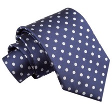 Navy Blue Tie Woven Polka Dot
