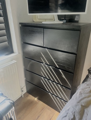 Ikea black chest drawers - black,