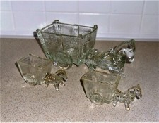 1930s/40s Jeanette Glass Donkeys and Carts.